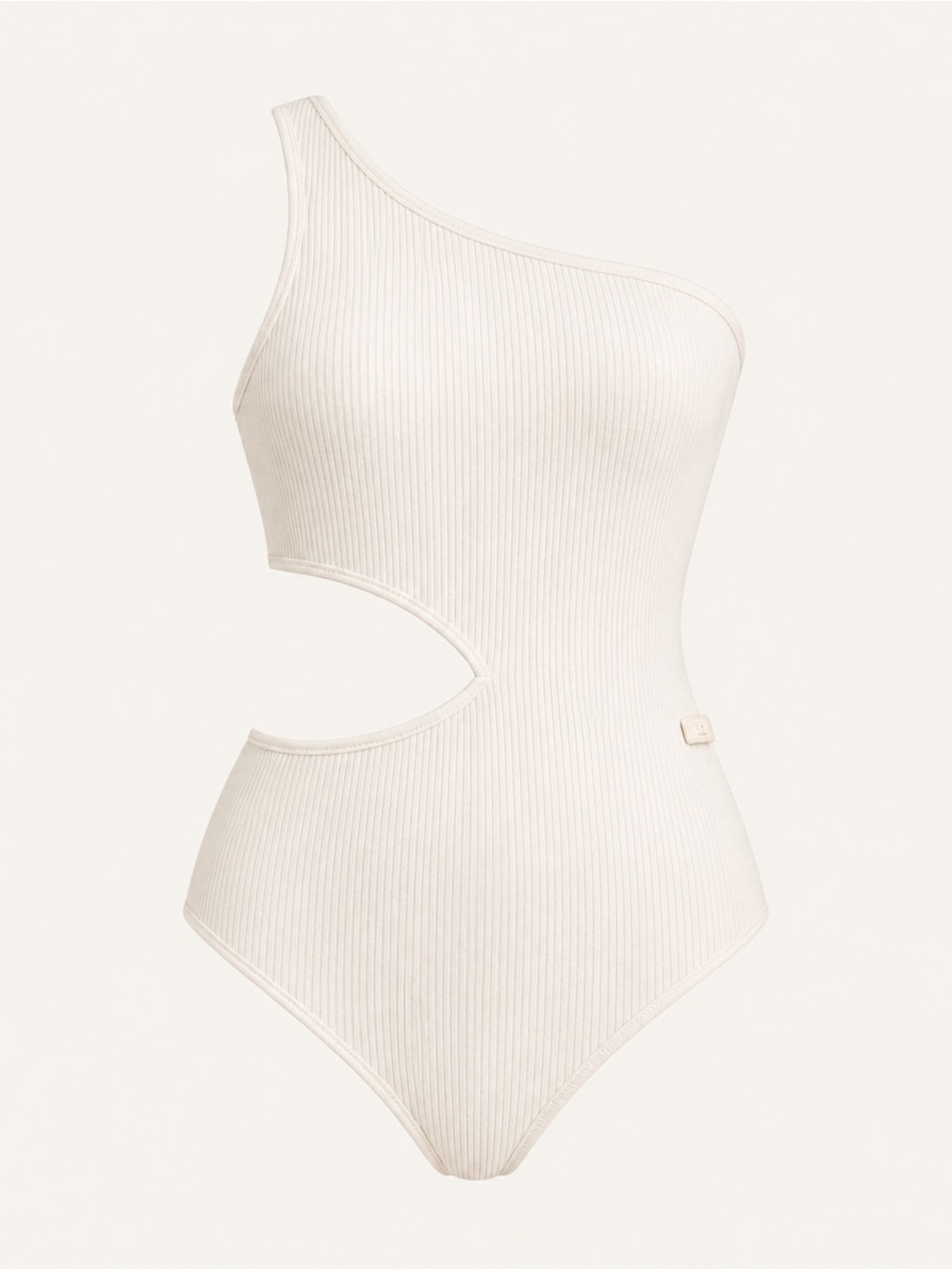 Michael Kors Ivory One Shoulder Cutout One Piece Swimsuit Size 8 NWT